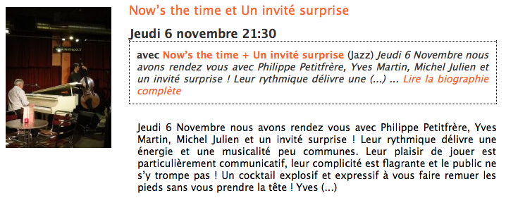 Now’s the time et Un invité surprise