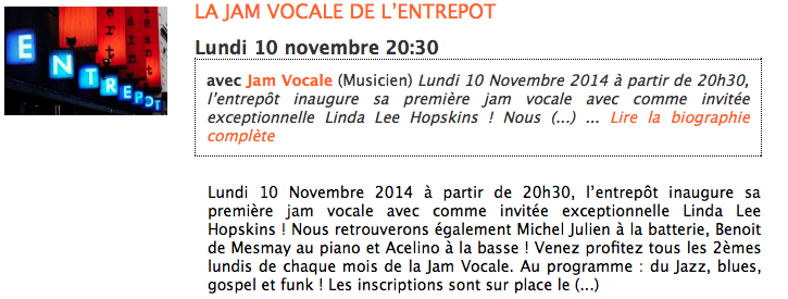LA JAM VOCALE DE L’ENTREPOT