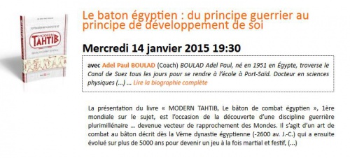 Conférence: Le baton égyptien: du principe guerrier au principe de développement de soi