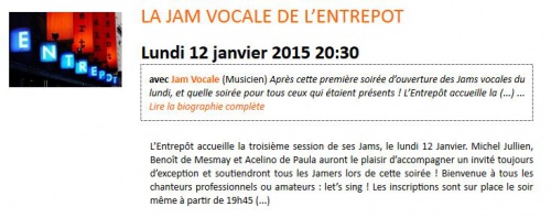 La jam vocale de l'entrepot
