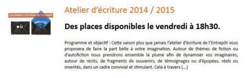 Atelier d’écriture 2014 / 2015