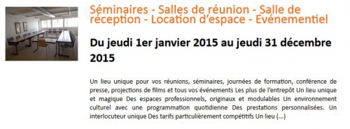 Séminaires - Salles de réunion - Salle de réception - Location d’espace - Evénementiel