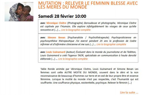 Conférence: MUTATION : RELEVER LE FÉMININ BLESSÉ AVEC LES MÈRES DU MONDE