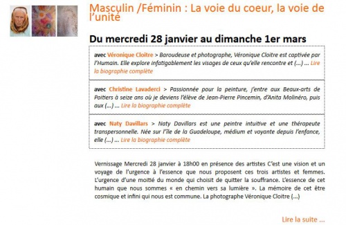 Exposition: Masculin /Féminin : La voie du cœur, la voie de l’unité