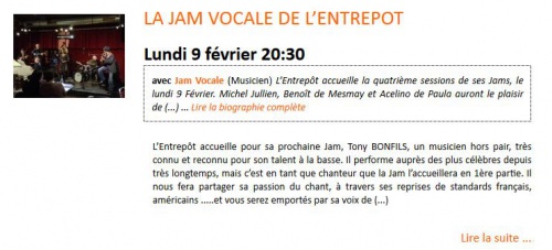 Musique : LA JAM VOCALE DE L’ENTREPOT
