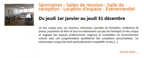 Séminaires - Salles de réunion - Salle de réception - Location d’espace - Evénementiel