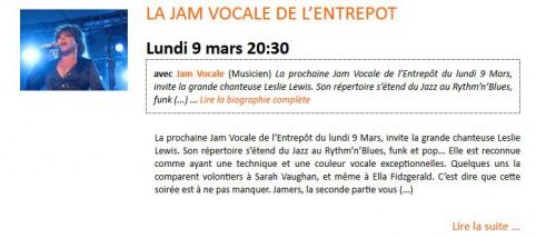 LA JAM VOCALE DE L’ENTREPOT