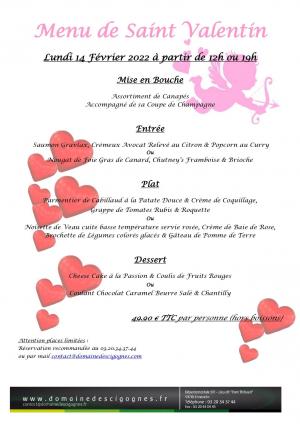 Menu de Saint-Valentin