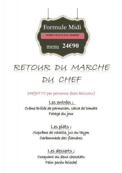MENU RETOUR DU MARCHE DU CHEF