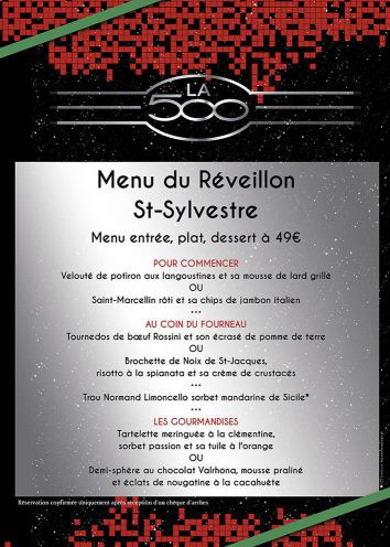 Menu du Réveillon St Sylvestre