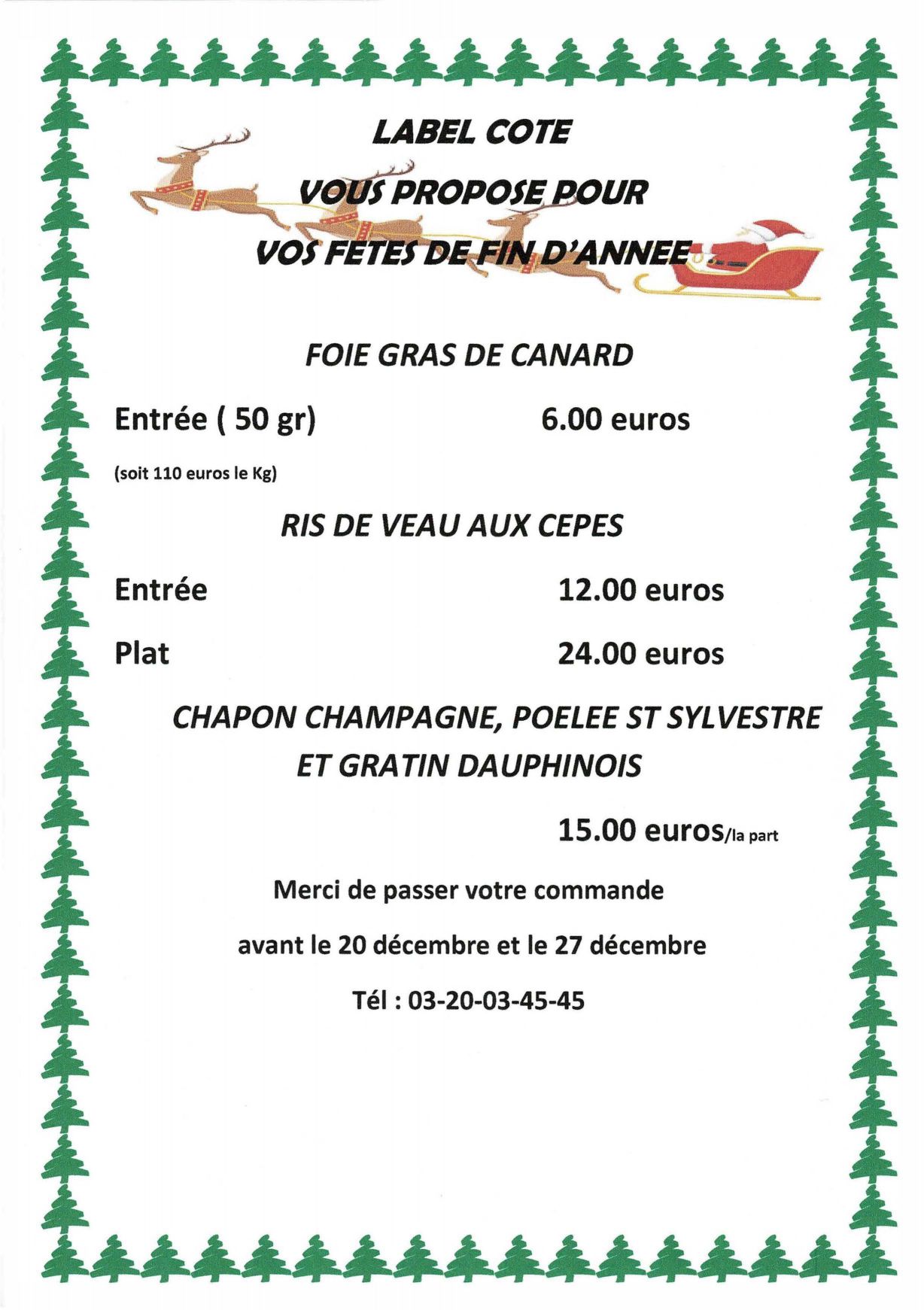 MENU DES FÊTES
