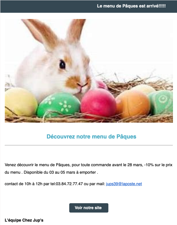 Menu de Pâques