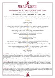 Réveillon du JOUR de L’AN / NEW YEAR’ S EVE Dinner